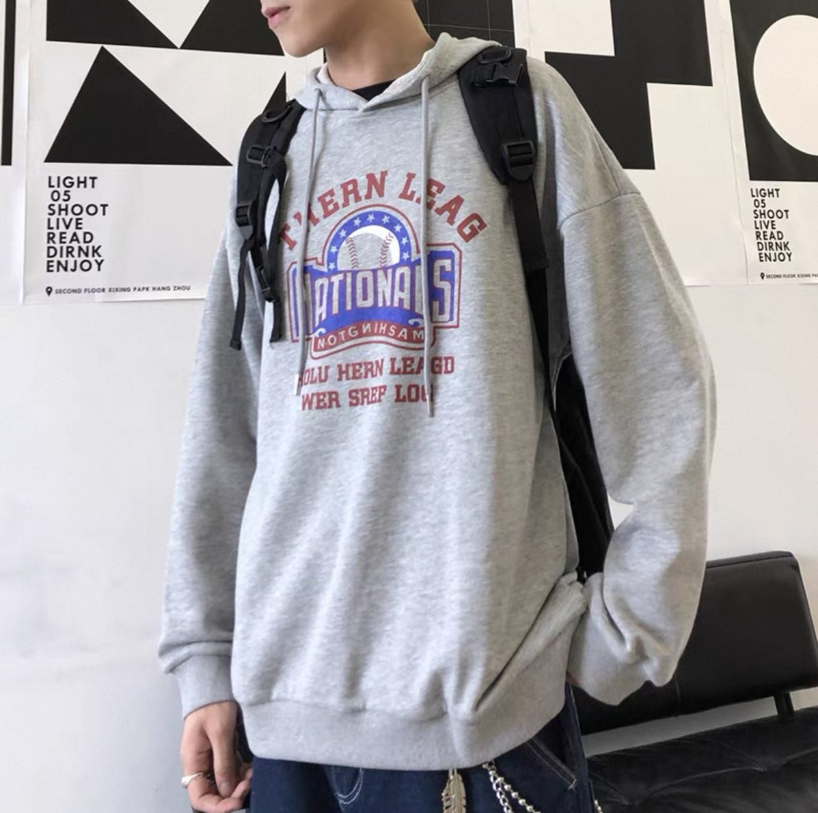 Men's spring sweater jacket, loose and laid-back style, long-sleeved top