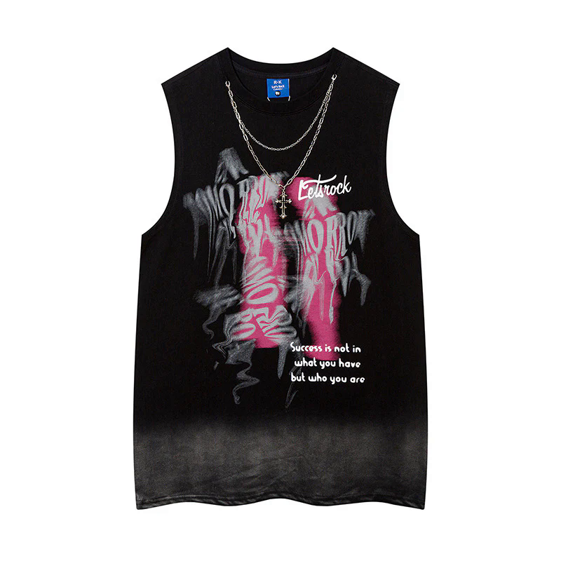 Street Necklace Graffiti Spray-Painted Vest