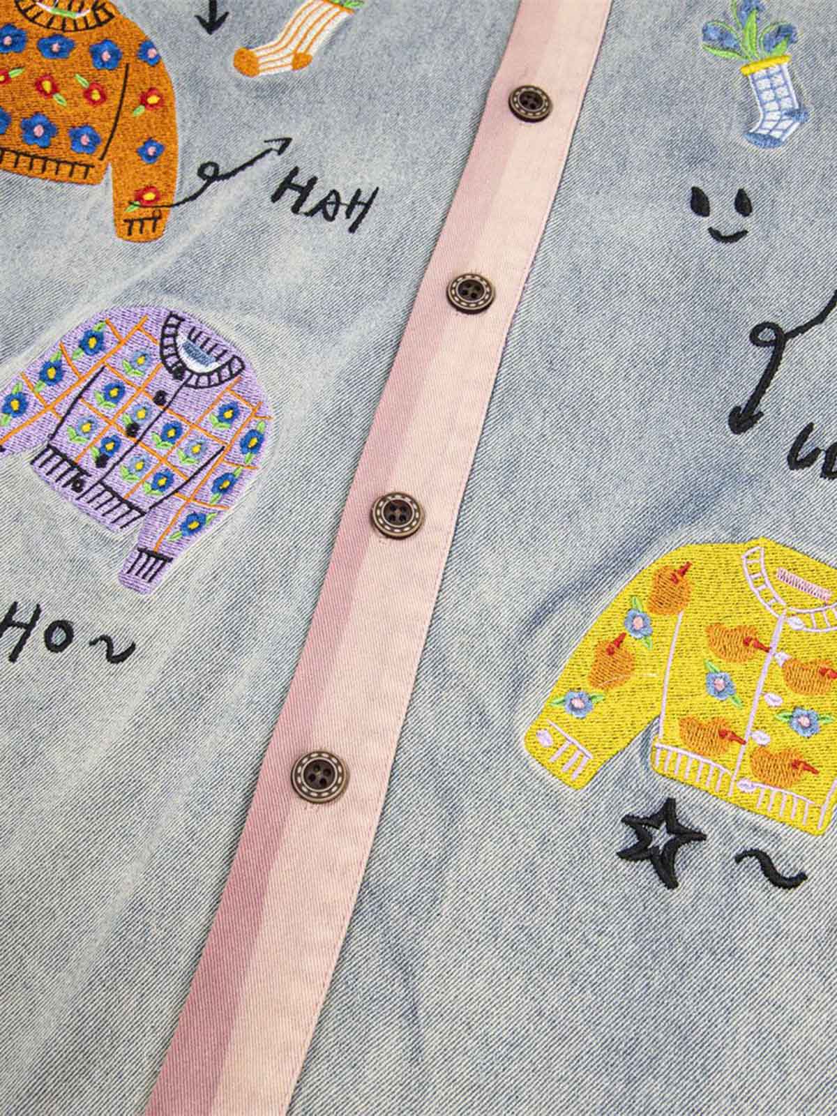 Embroidered Patch Denim Shirt