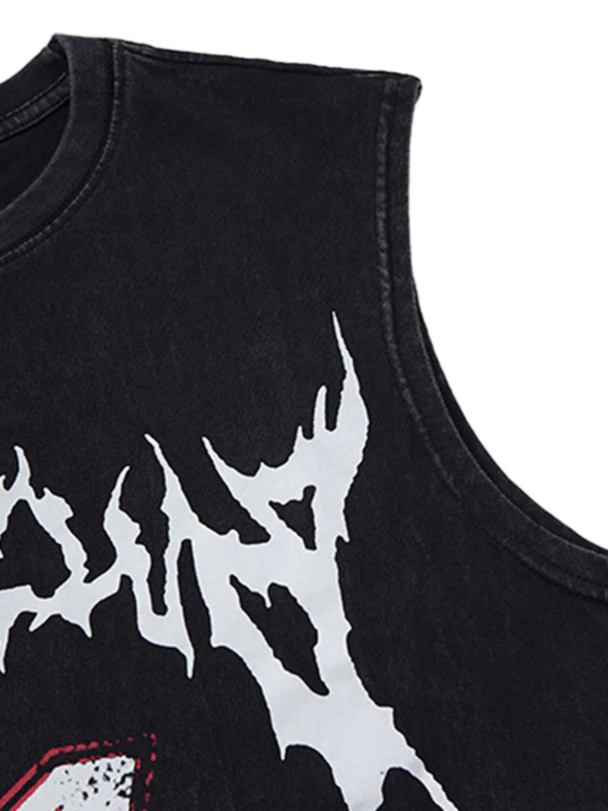 Retro Washed Letter Print Vest