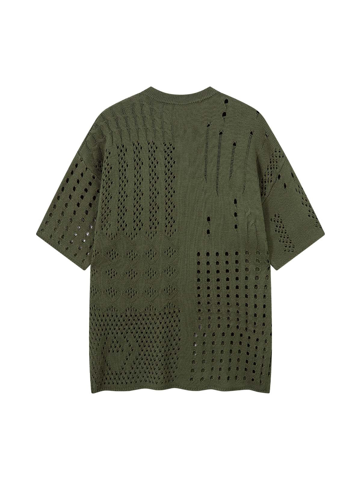 Openwork Knit Short-Sleeve Sweater