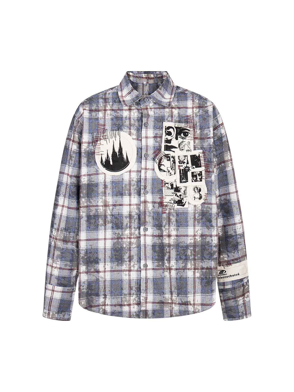 Retro Cleanfit Patch Embroidered Plaid Shirt