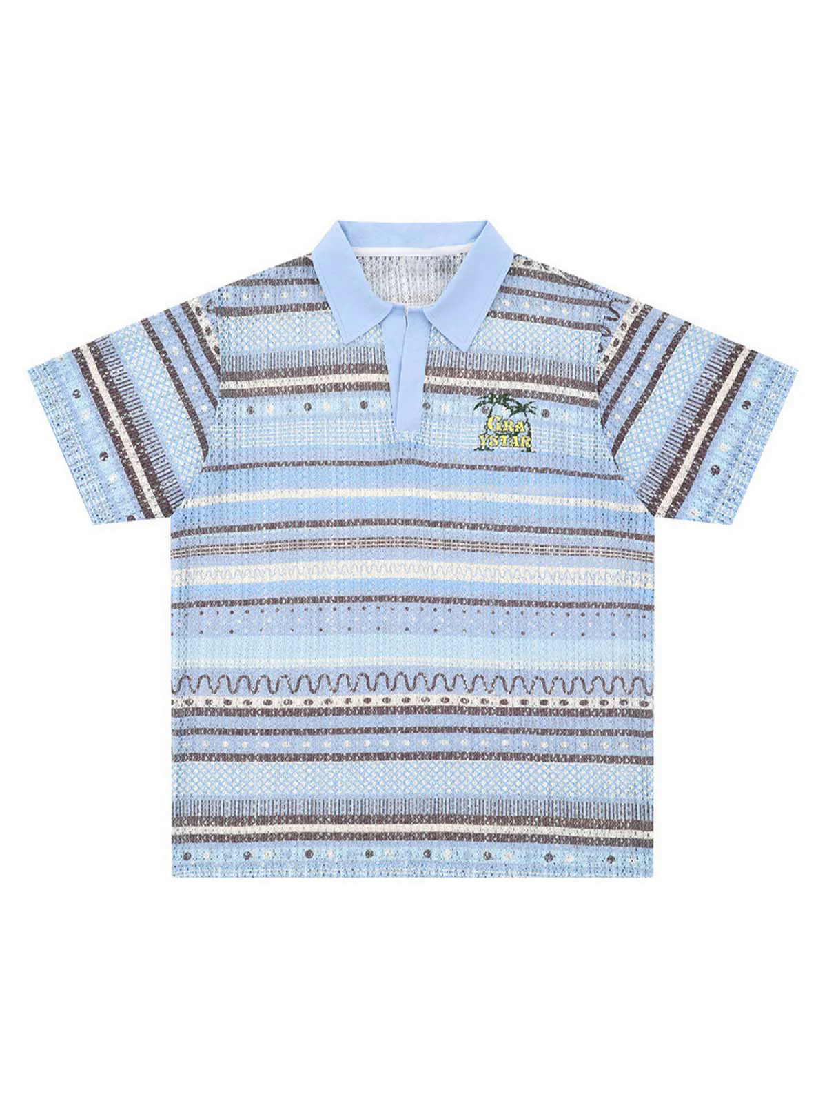 Retro Gradient Striped Hollow POLO Shirt