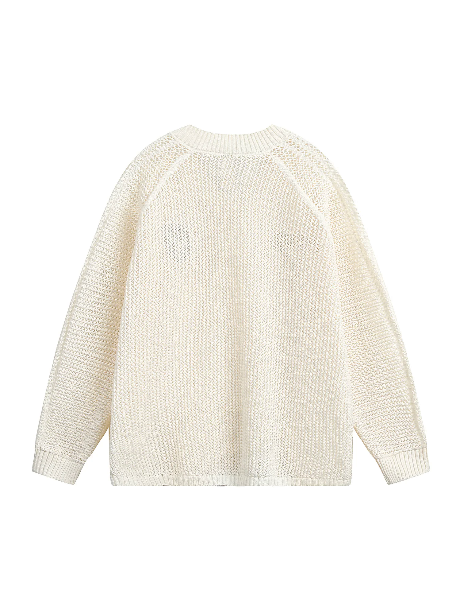 Vintage Ripped Long Sleeve Knitted Jersey V-Neck Sweater