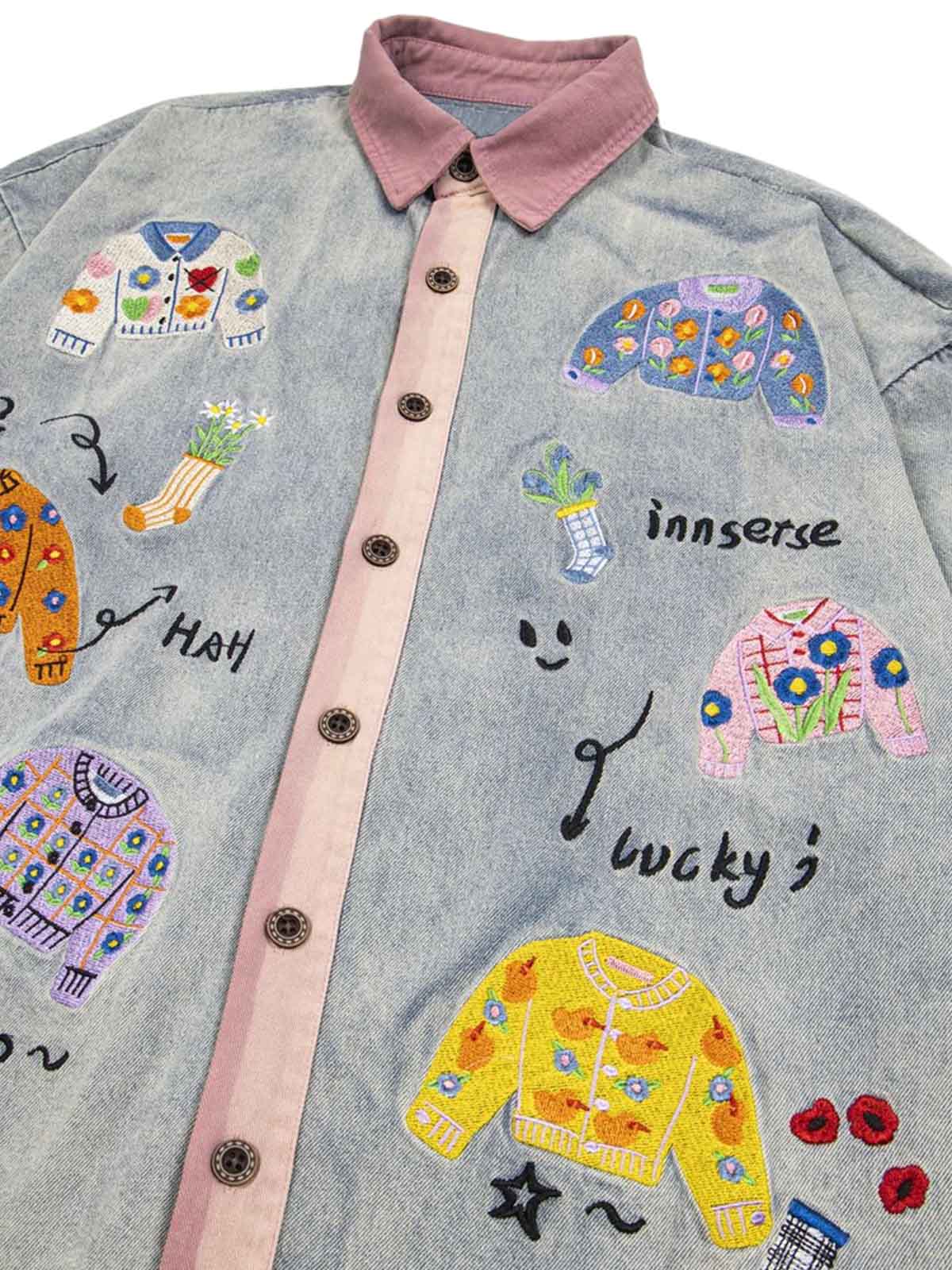 Embroidered Patch Denim Shirt