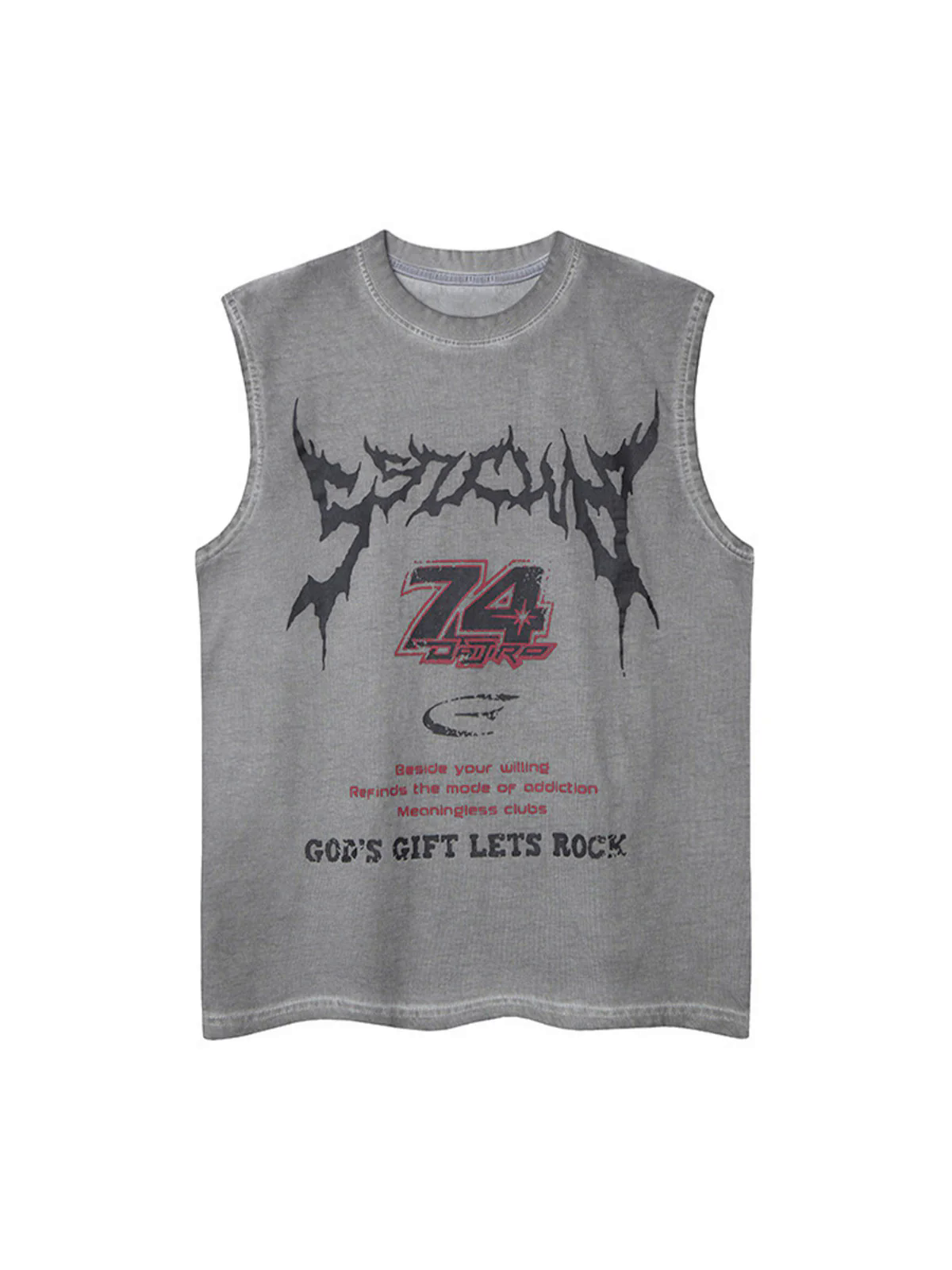 Retro Washed Letter Print Vest