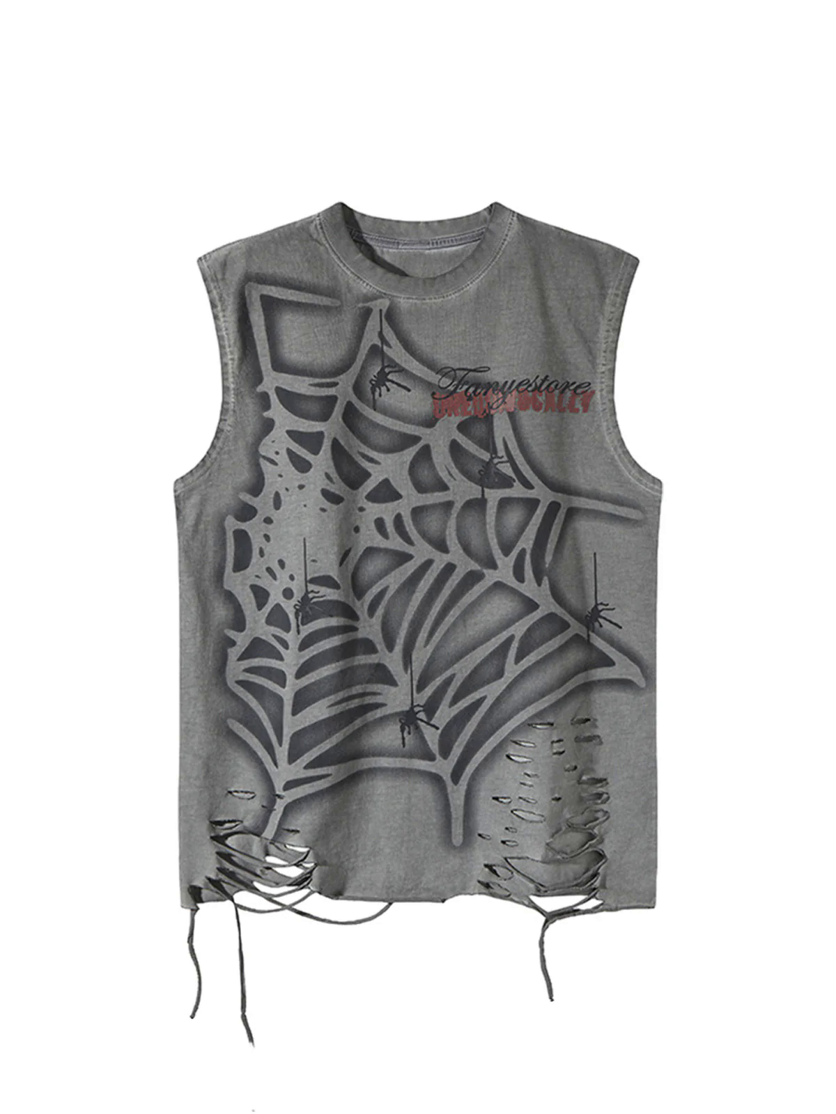 Raggedy Design Spider Web Graphic Vest - 2360