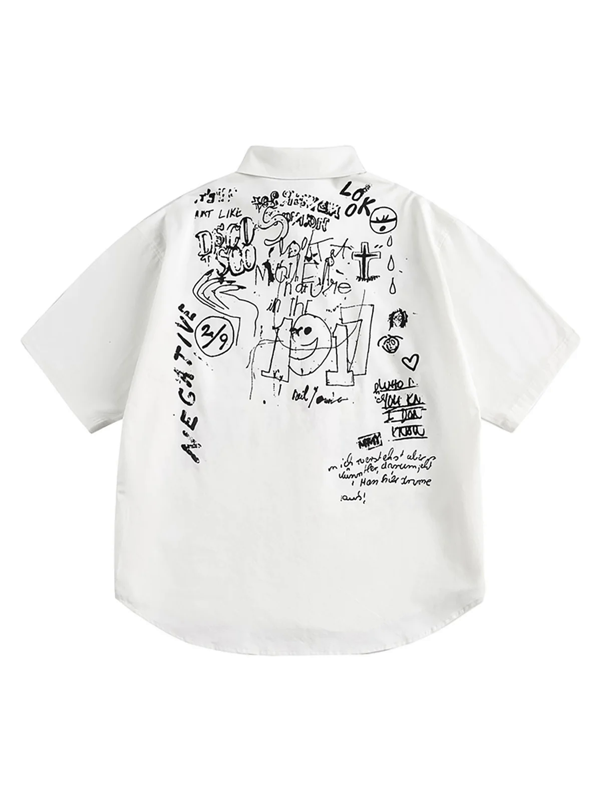 Fun Graffiti Print Short Sleeve Shirt