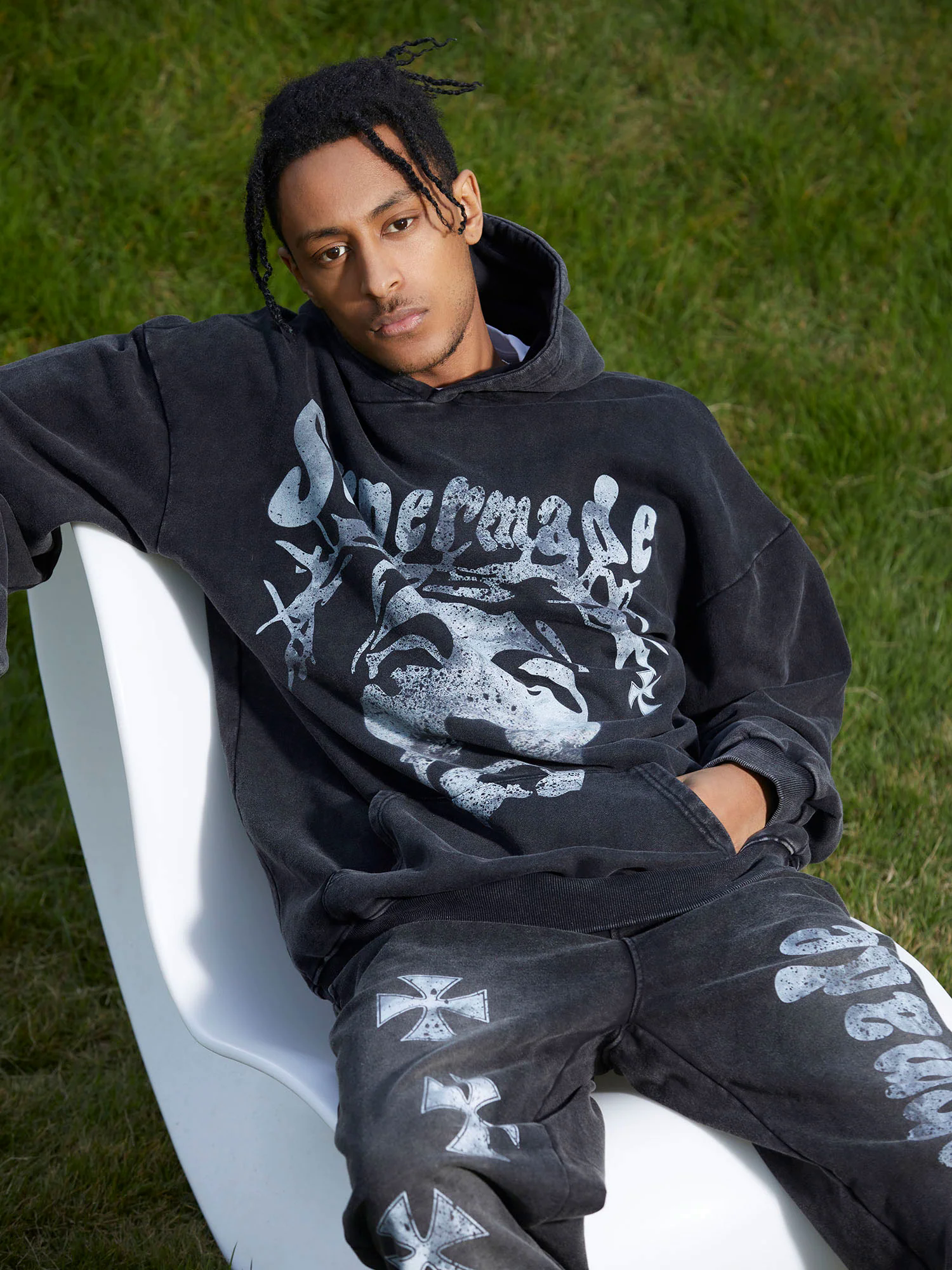 Heavy Washed Jesus Graphic Hoodie - 1973