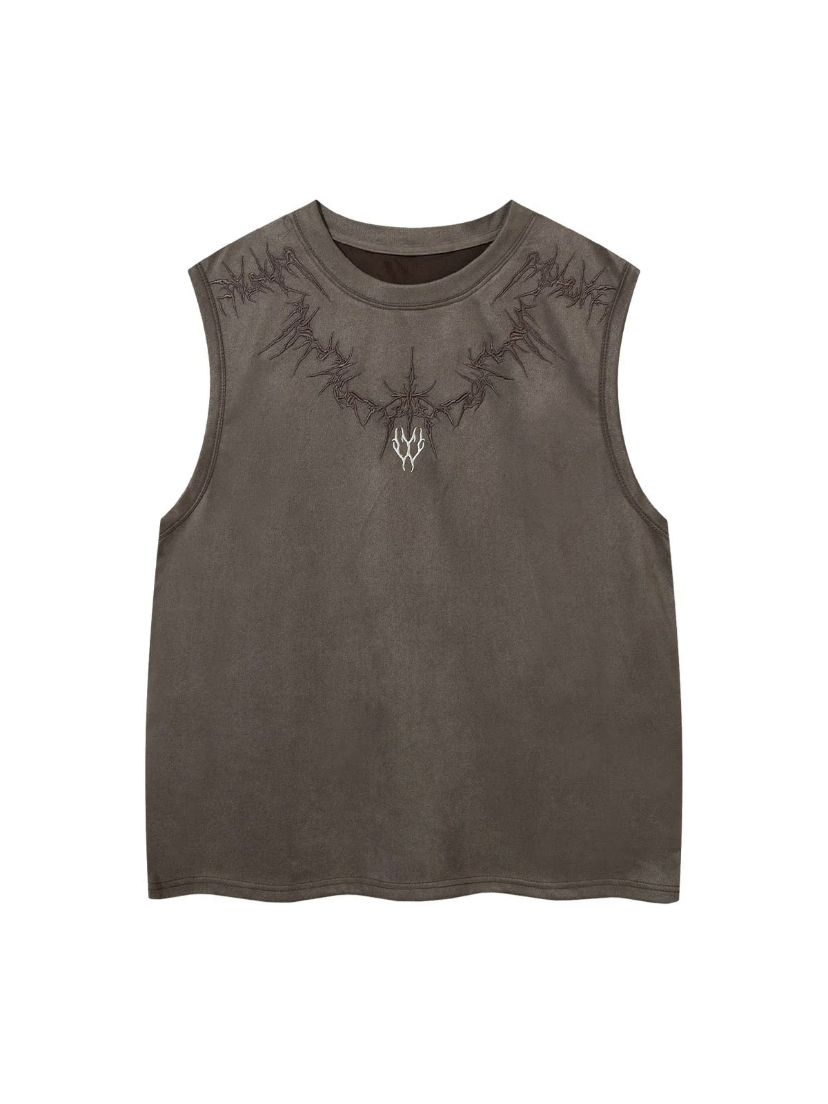 Suede Thorn Embroidered Vest