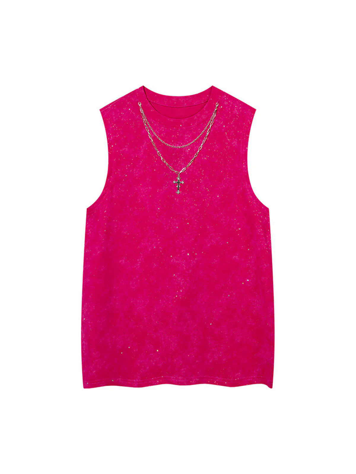 Retro Rhinestone Cross Chain Vest