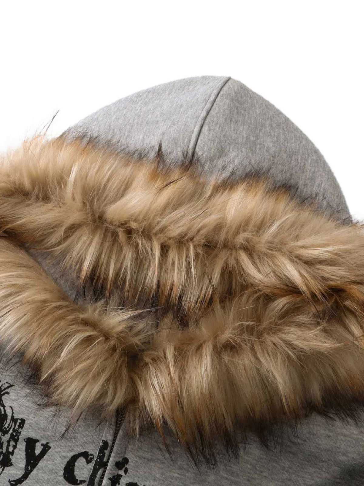 Wasteland Style Cardigan Zip UP Fur Hooded Jacket - 2279