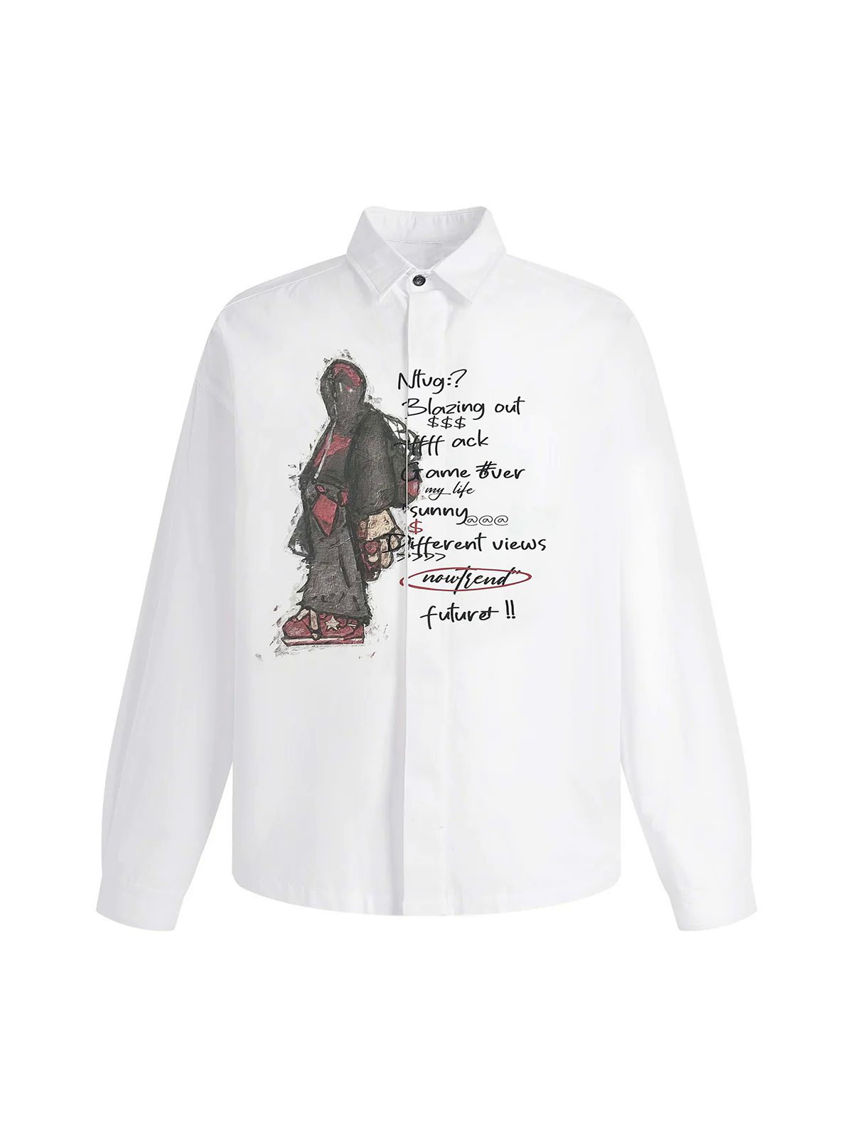 Graphic Portrait Print Long-Sleeve Shirt
