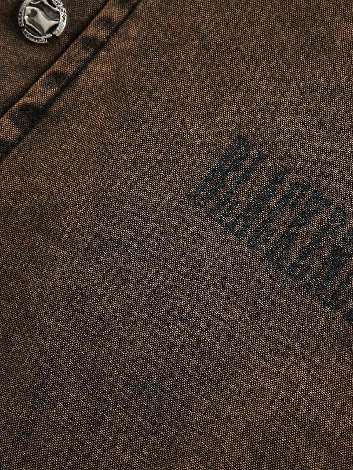 Distressed Washed Rivet Hooded Denim Sweatshirt