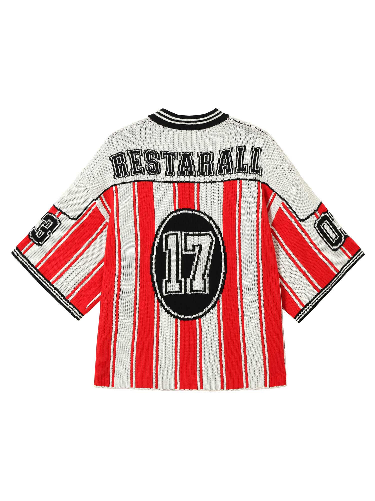 Vintage Striped Baseball Short-sleeved Knit Sweater - 2249