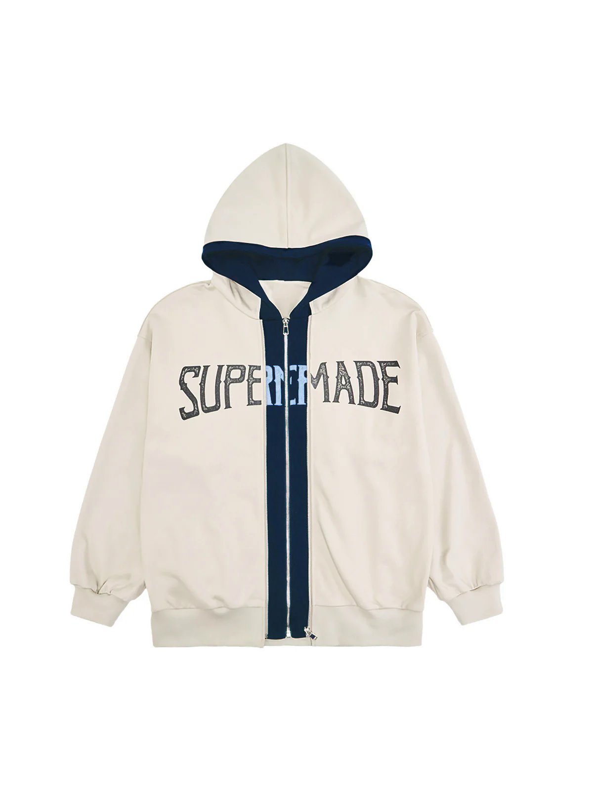 Original Contrast Color Zip Up Hoodie