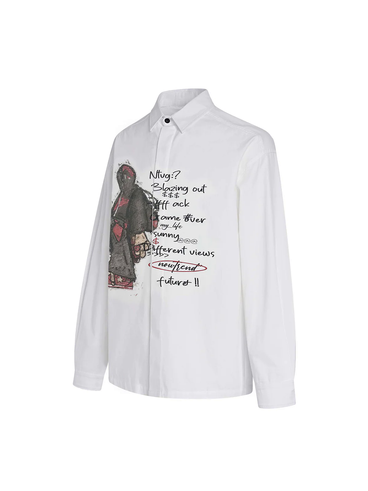 Graphic Portrait Print Long-Sleeve Shirt