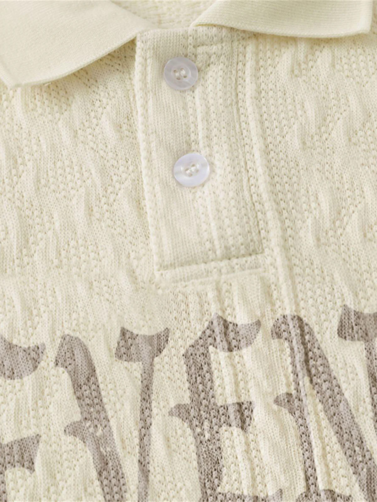 Retro Letter Print Lapel Short Sleeve Polo Shirt