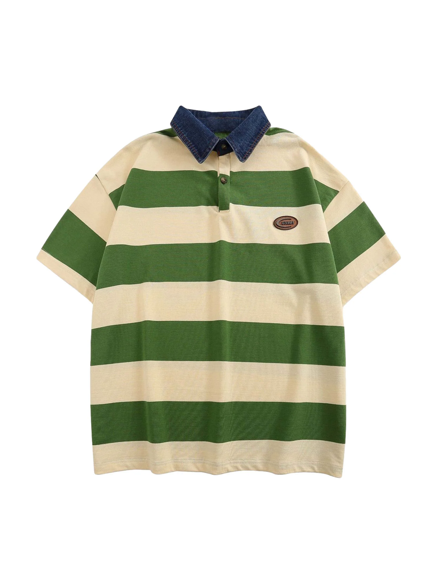 Vintage Color Striped Polo Shirt - 2371