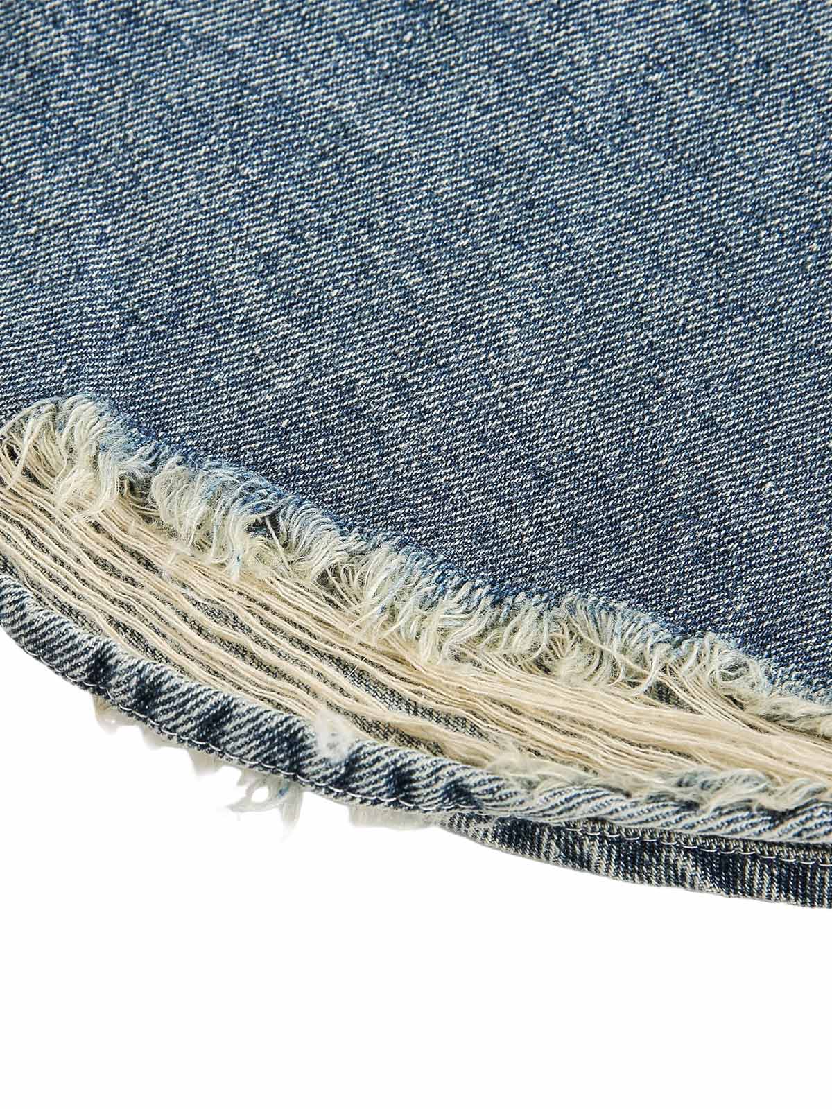 Ripped Embroidered Floral Denim Shirt