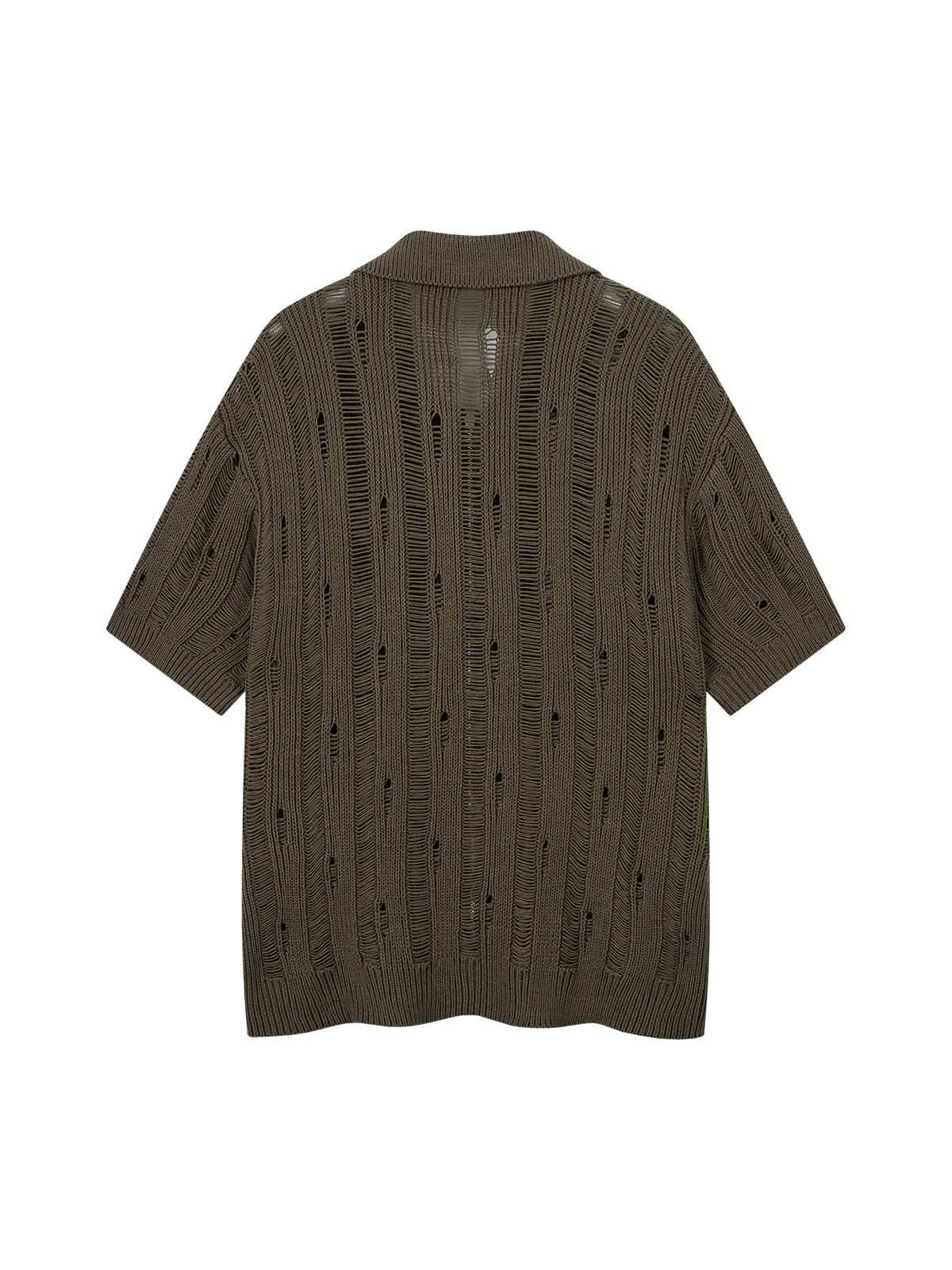 Cleanfit Black Knit Zip-Up Short-Sleeve Shirt