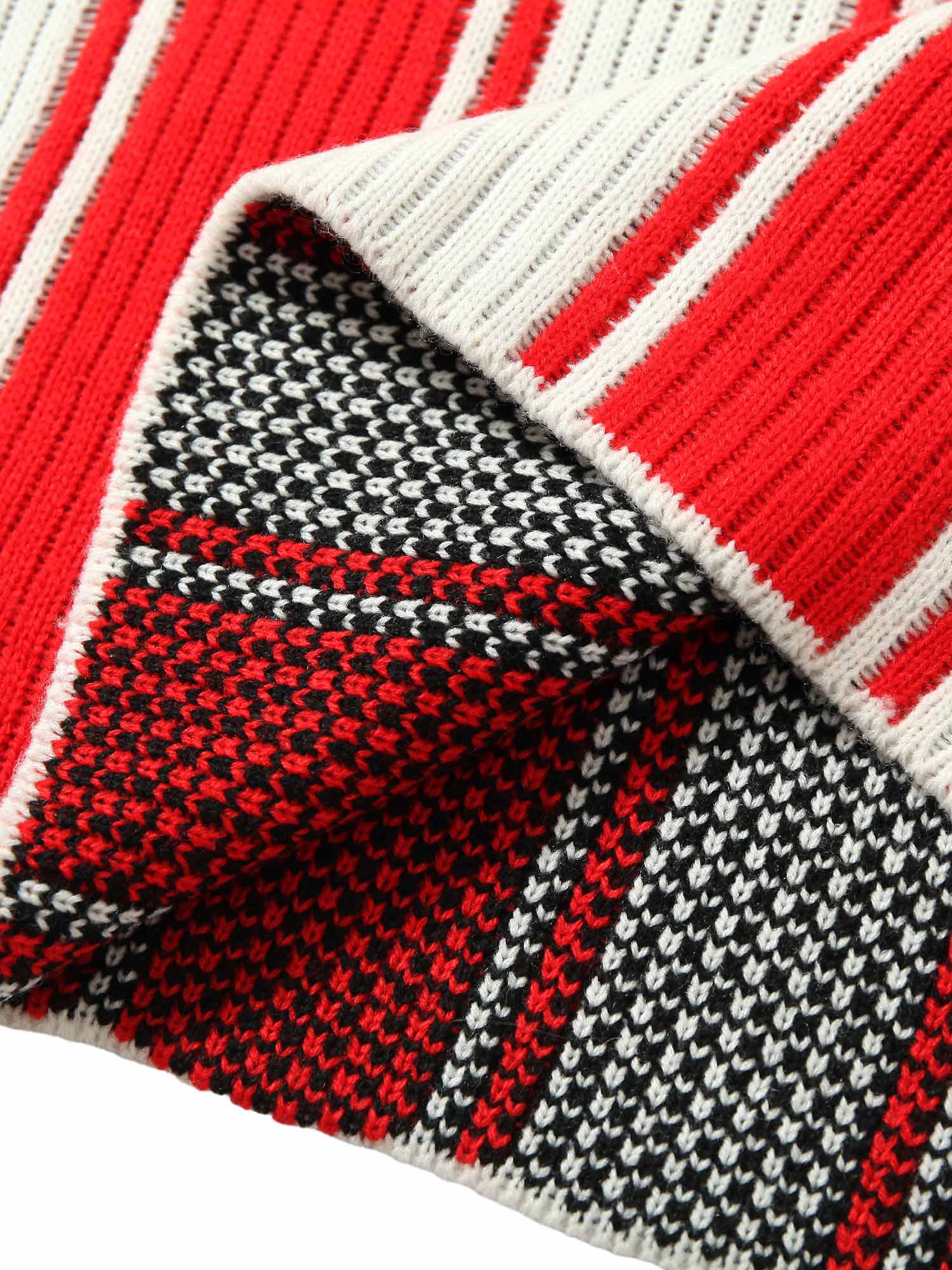 Vintage Striped Baseball Short-sleeved Knit Sweater - 2249