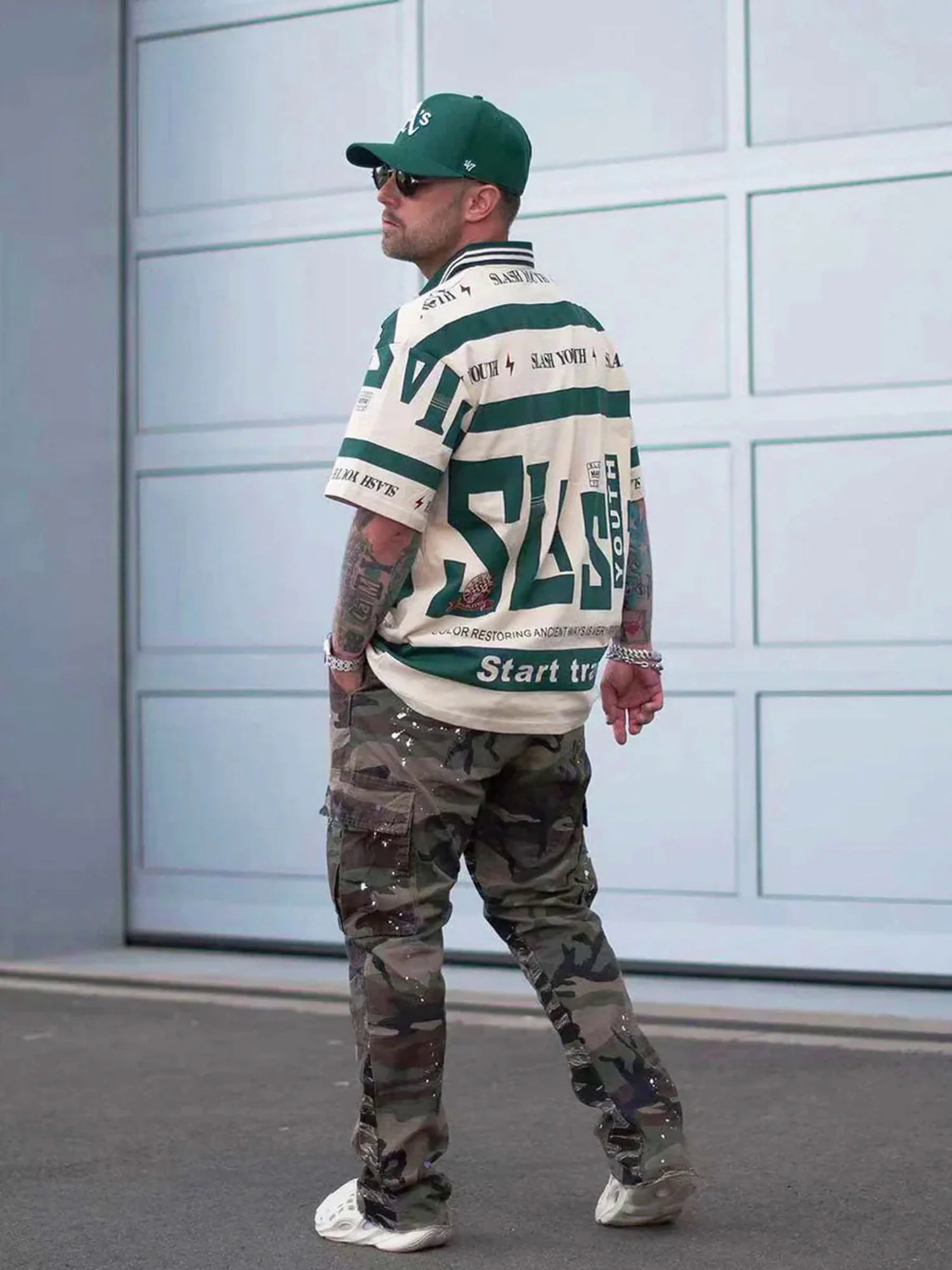 Contrast Color Slash Polo Shirt -1208