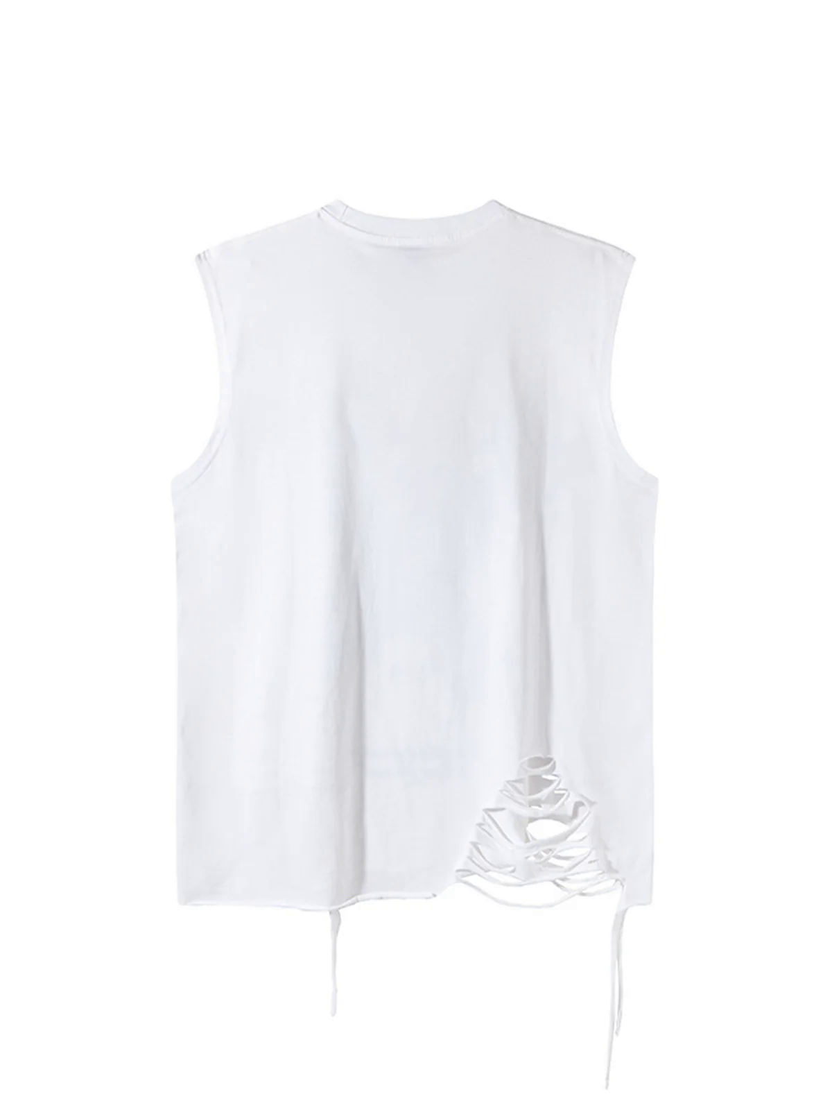 Asymmetric Distressed Graffiti Chain Vest