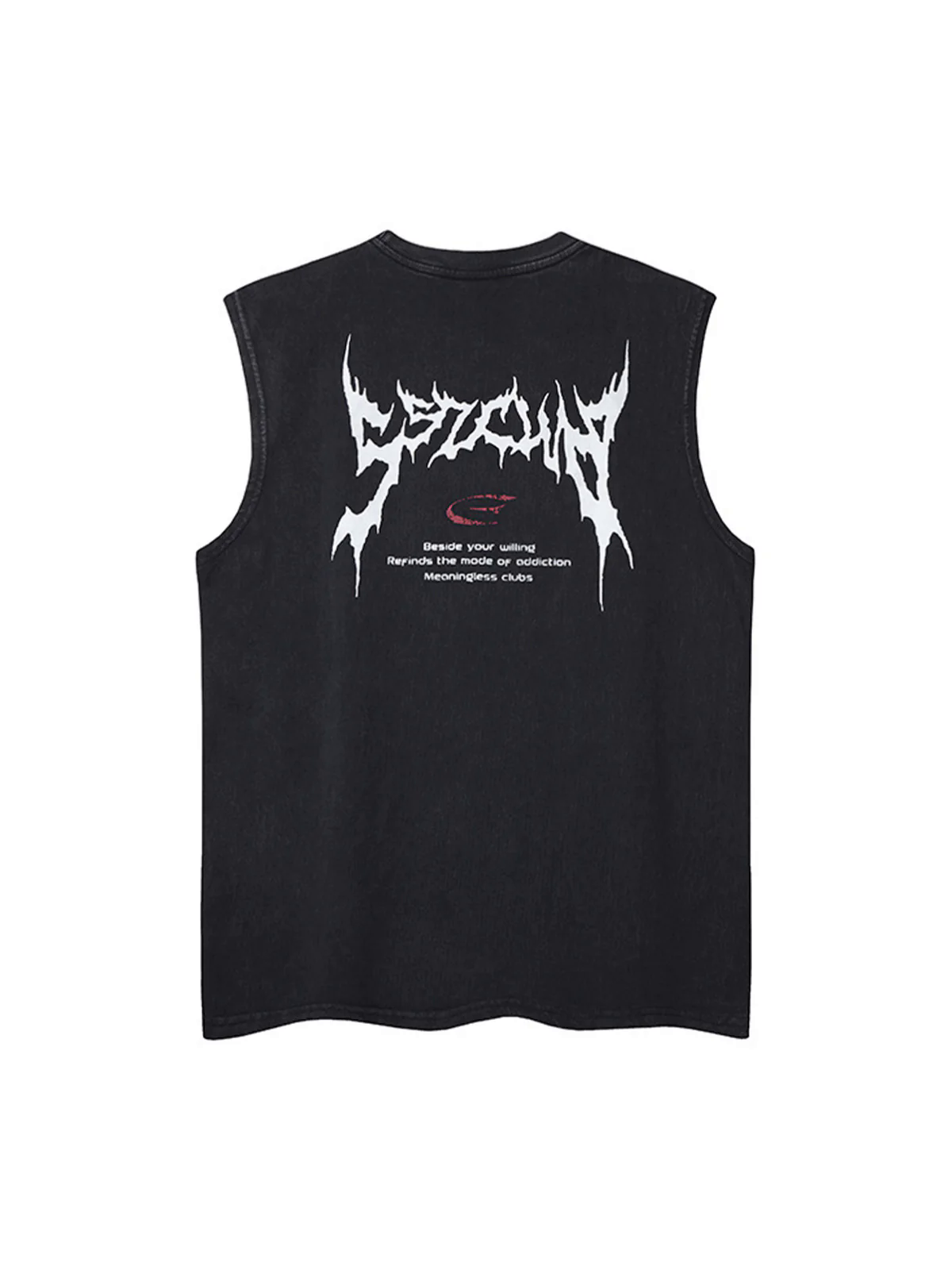 Retro Washed Letter Print Vest