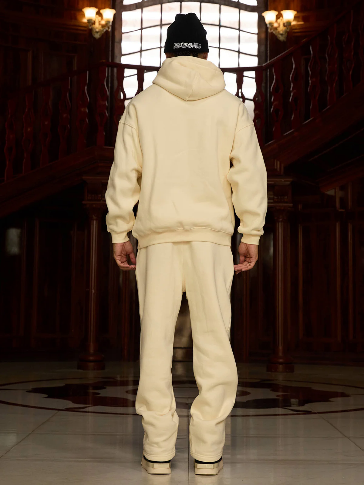 Street Hip-Hop Letters Fleece Tracksuit - 2230