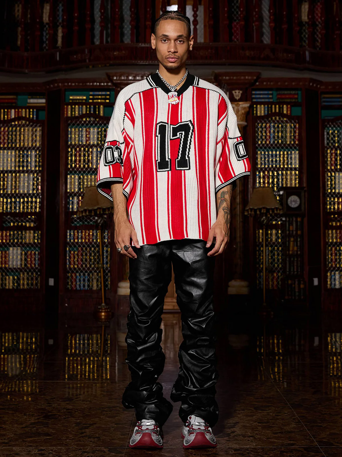 Vintage Striped Baseball Short-sleeved Knit Sweater - 2249