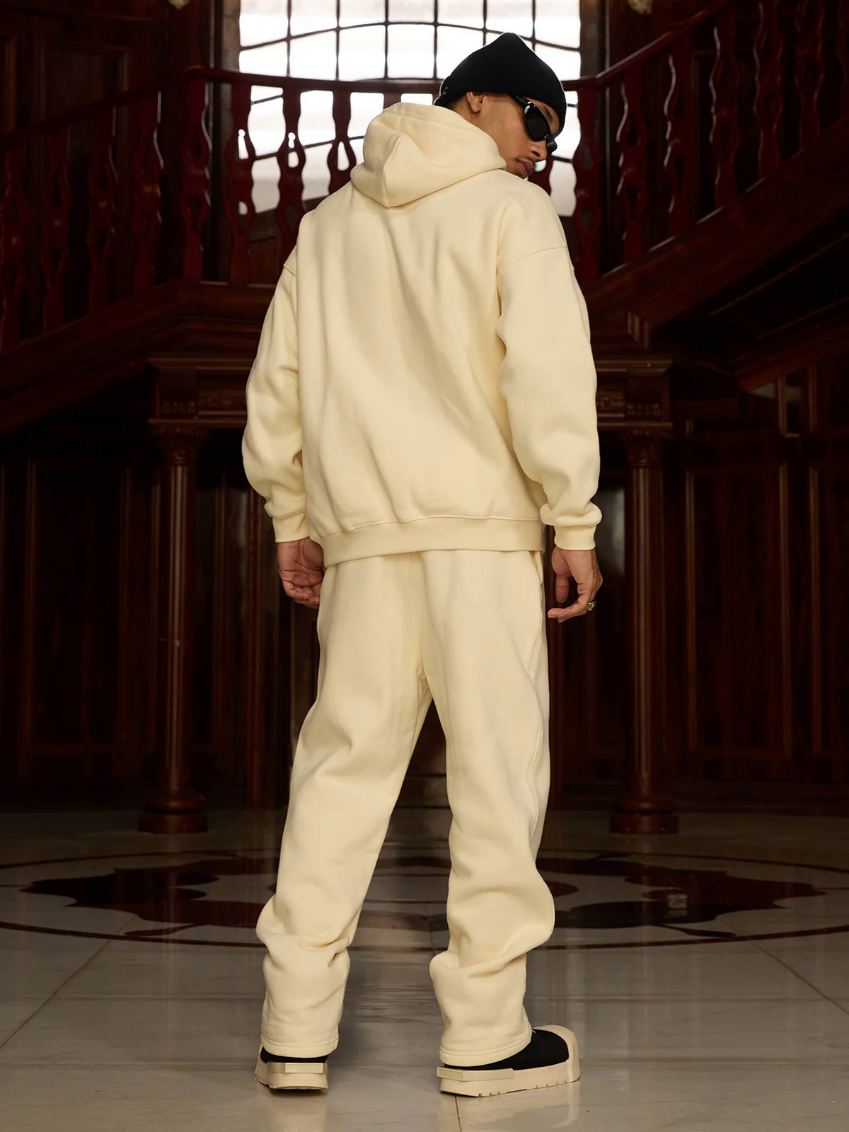 Street Hip-Hop Letters Fleece Tracksuit - 2230