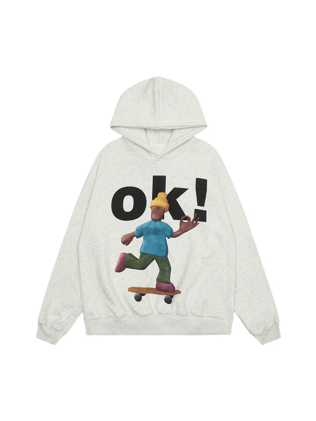 Skateboard Character Printed Hoodie - 2322