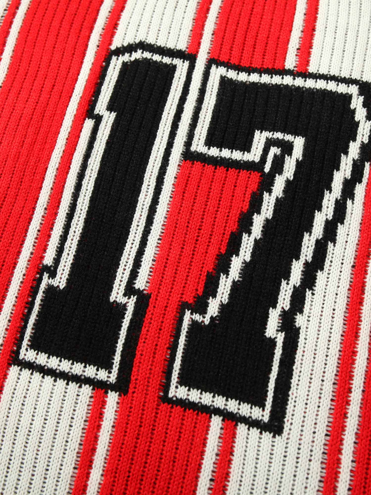 Vintage Striped Baseball Short-sleeved Knit Sweater - 2249