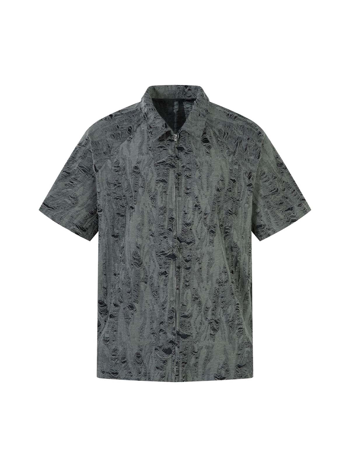 Distressed Ripped Short Sleeve Shirt