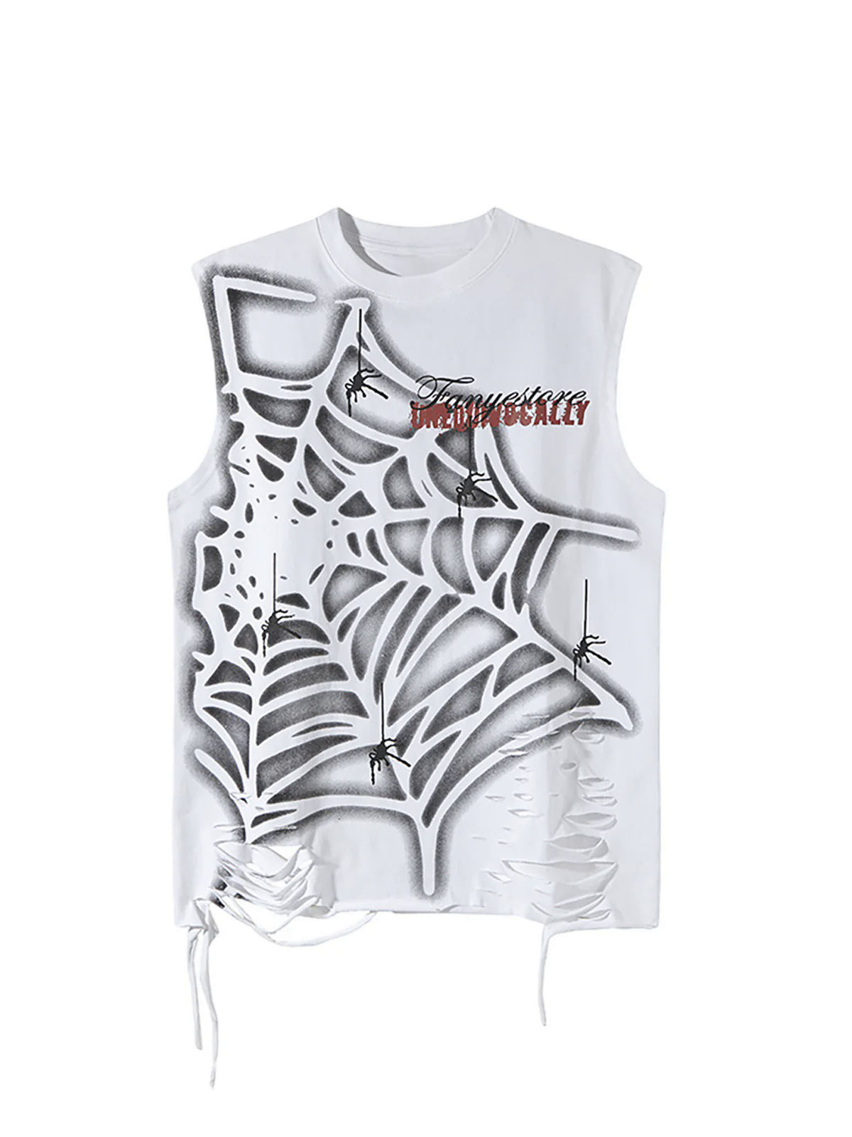 Raggedy Design Spider Web Graphic Vest - 2360
