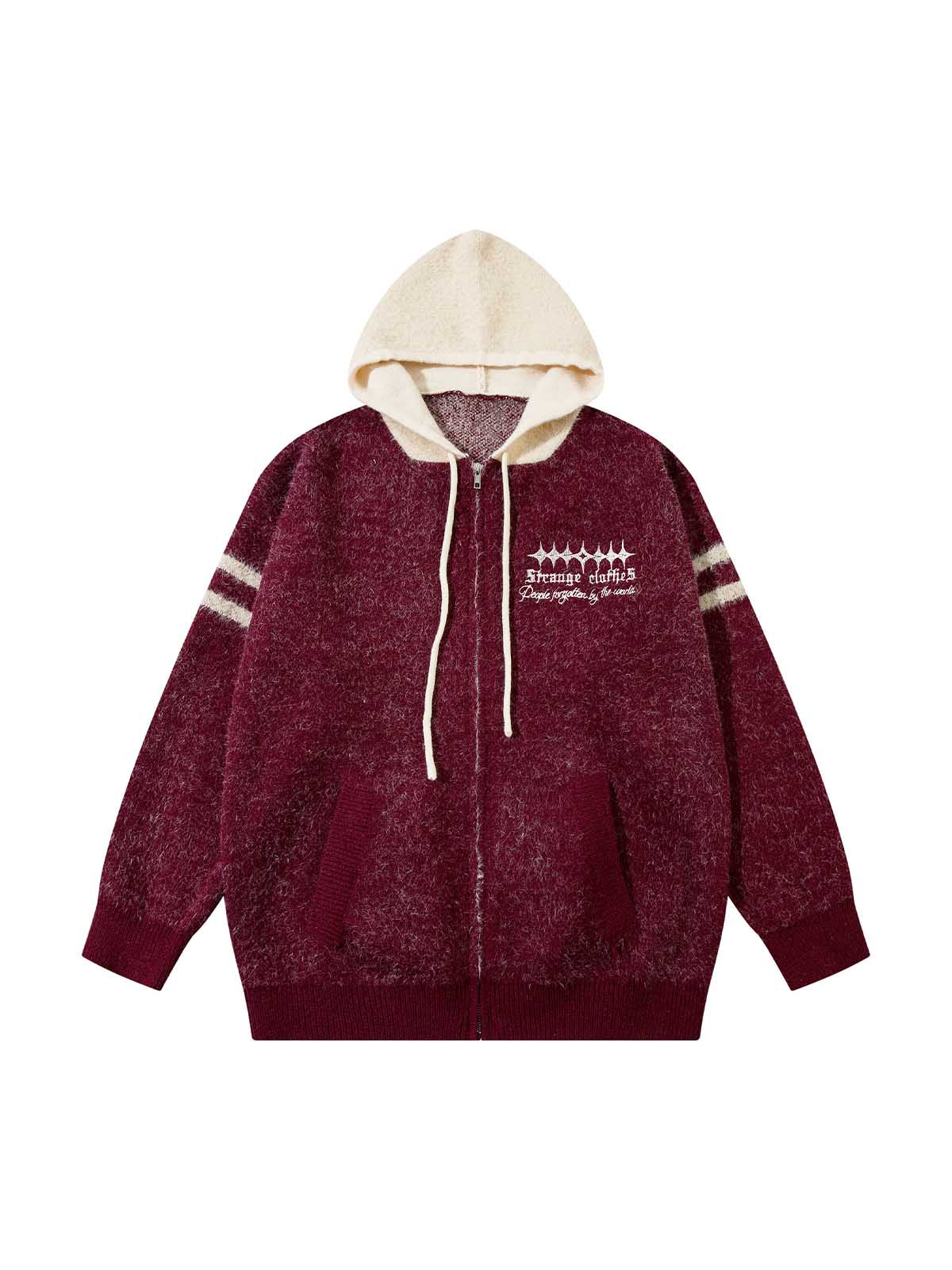 Fuzzy Zipper Hooded Sweater