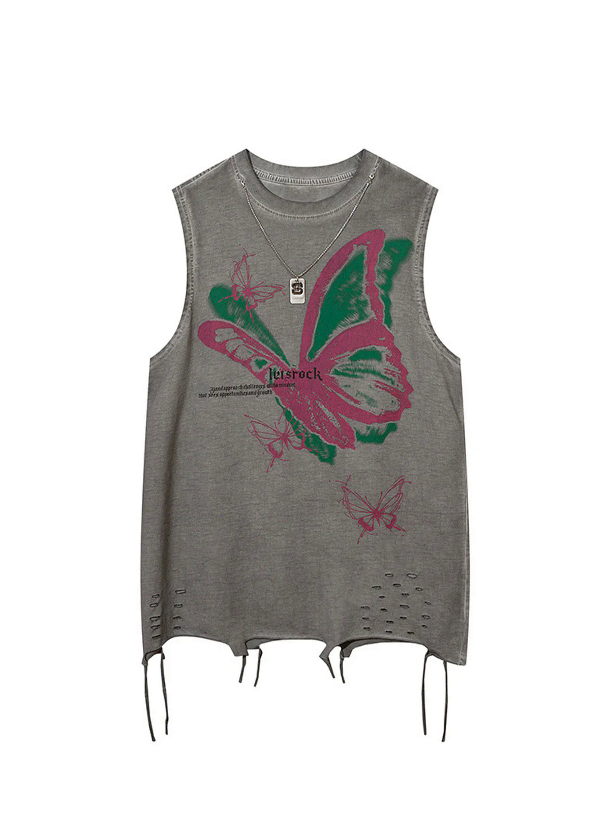 Raw Edge Butterfly Print Vest
