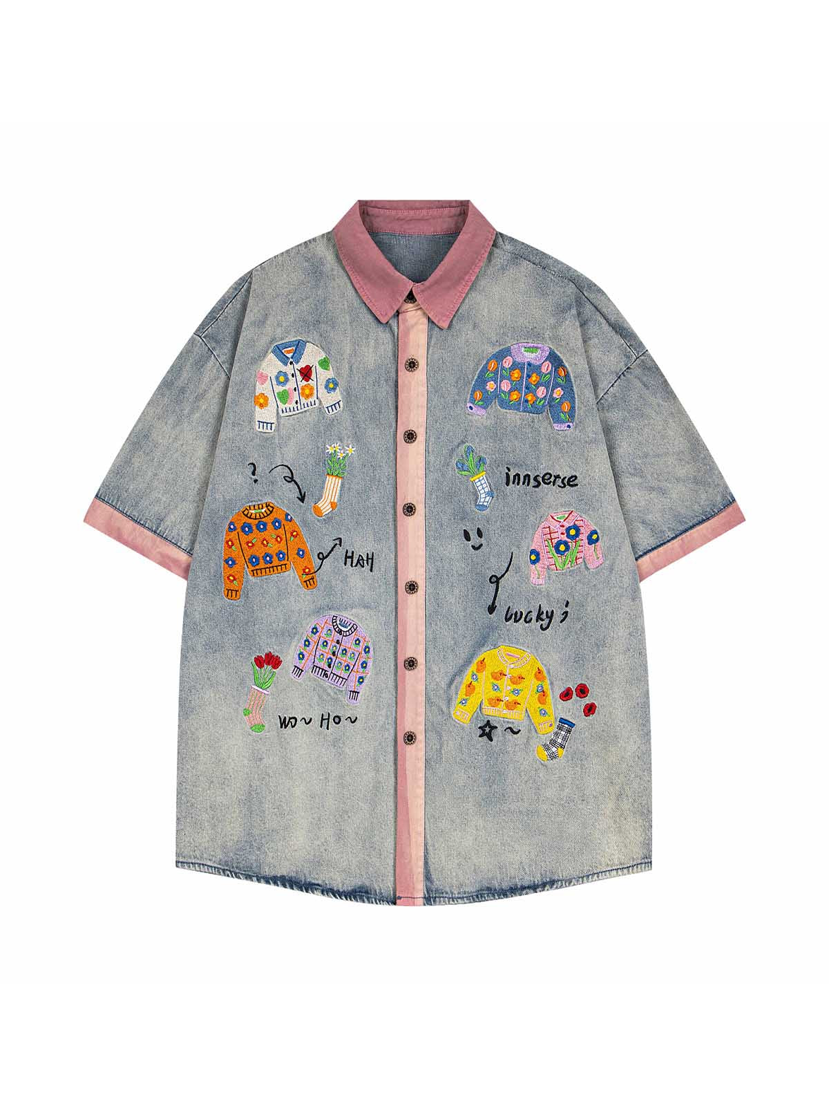 Embroidered Patch Denim Shirt