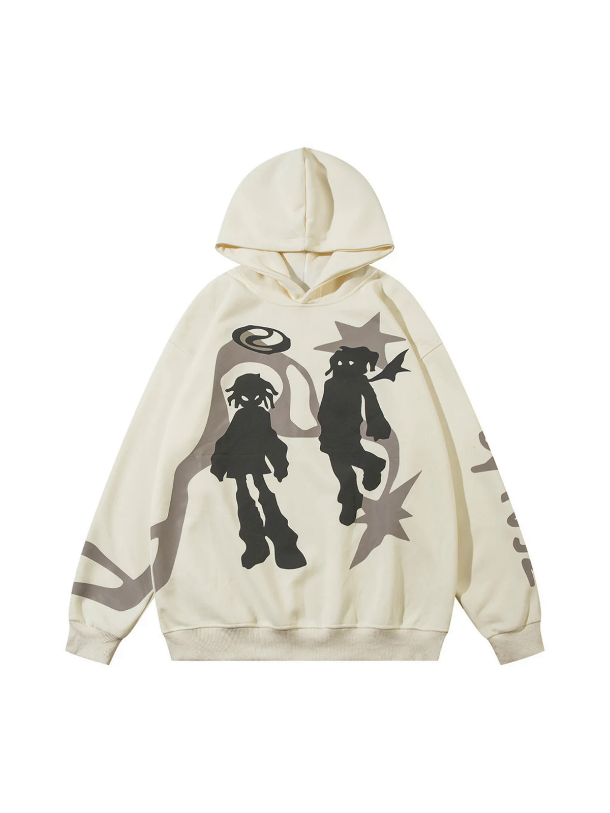 Abstract Angel Print Pullover Hoodie