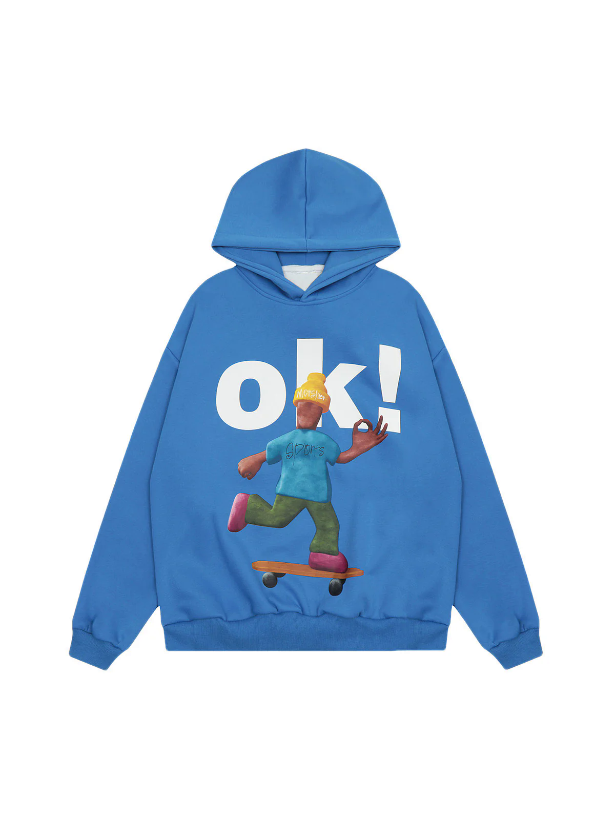 Skateboard Character Printed Hoodie - 2322
